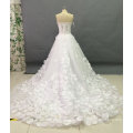 Princess Strapless Wedding Dresses with Crystal Rhinestone Flower